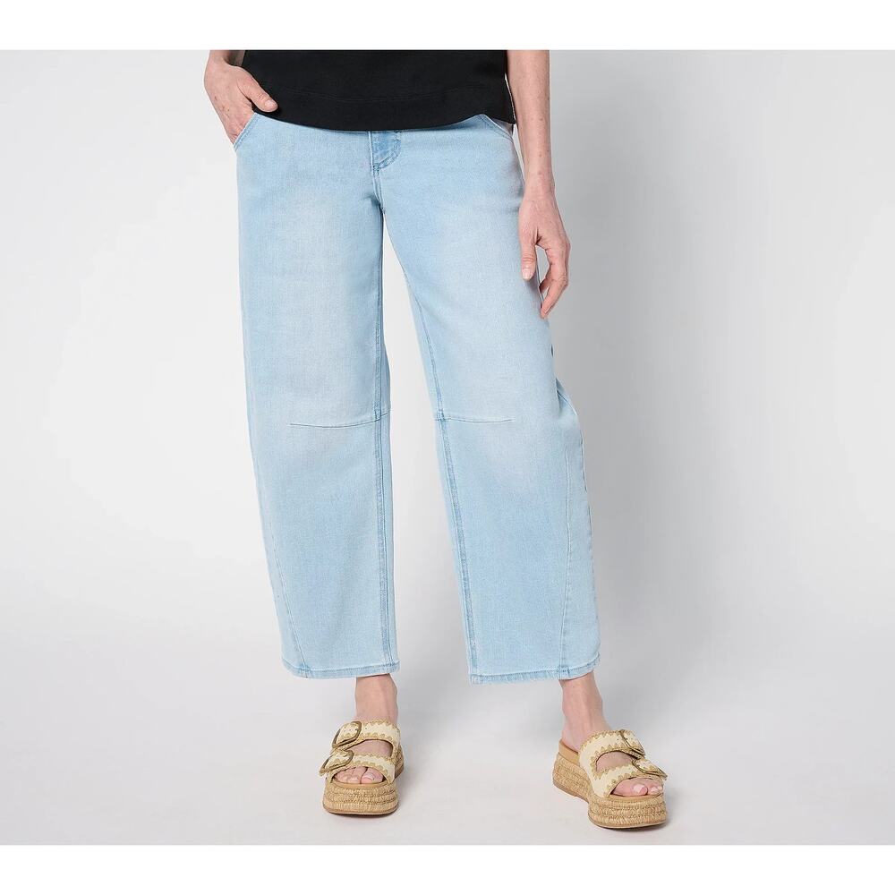 Carla Rockmore Collection Womens Barrel Leg Jeans Plus Size 24 Blue Light Wash